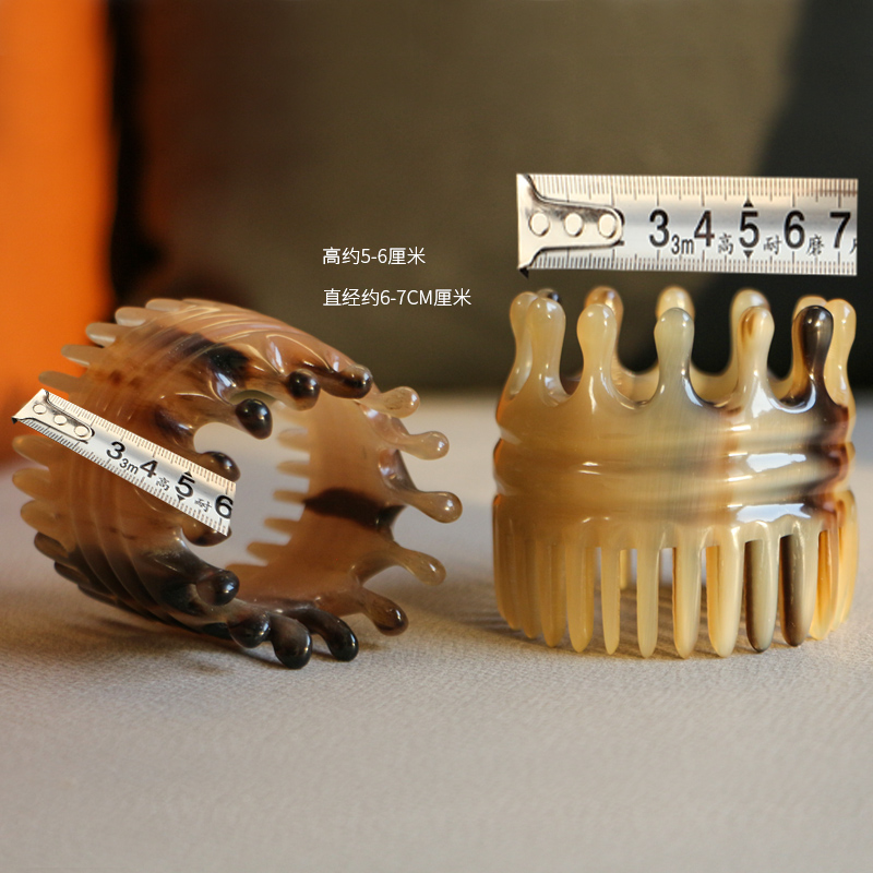 手工牛角按摩头梳子粗宽齿个人护理清洁头皮洗漱化妆梳子高5-6CM