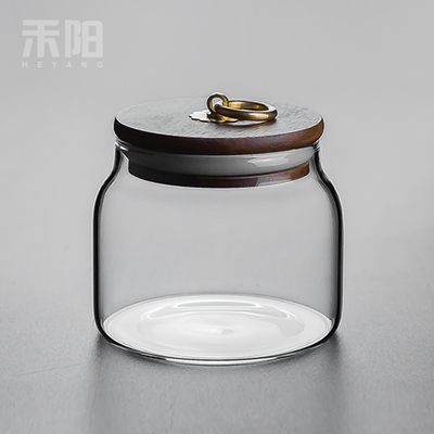 禾阳 相思木玻璃茶叶罐 便携密封罐储物罐透明小号茶罐茶仓储存罐