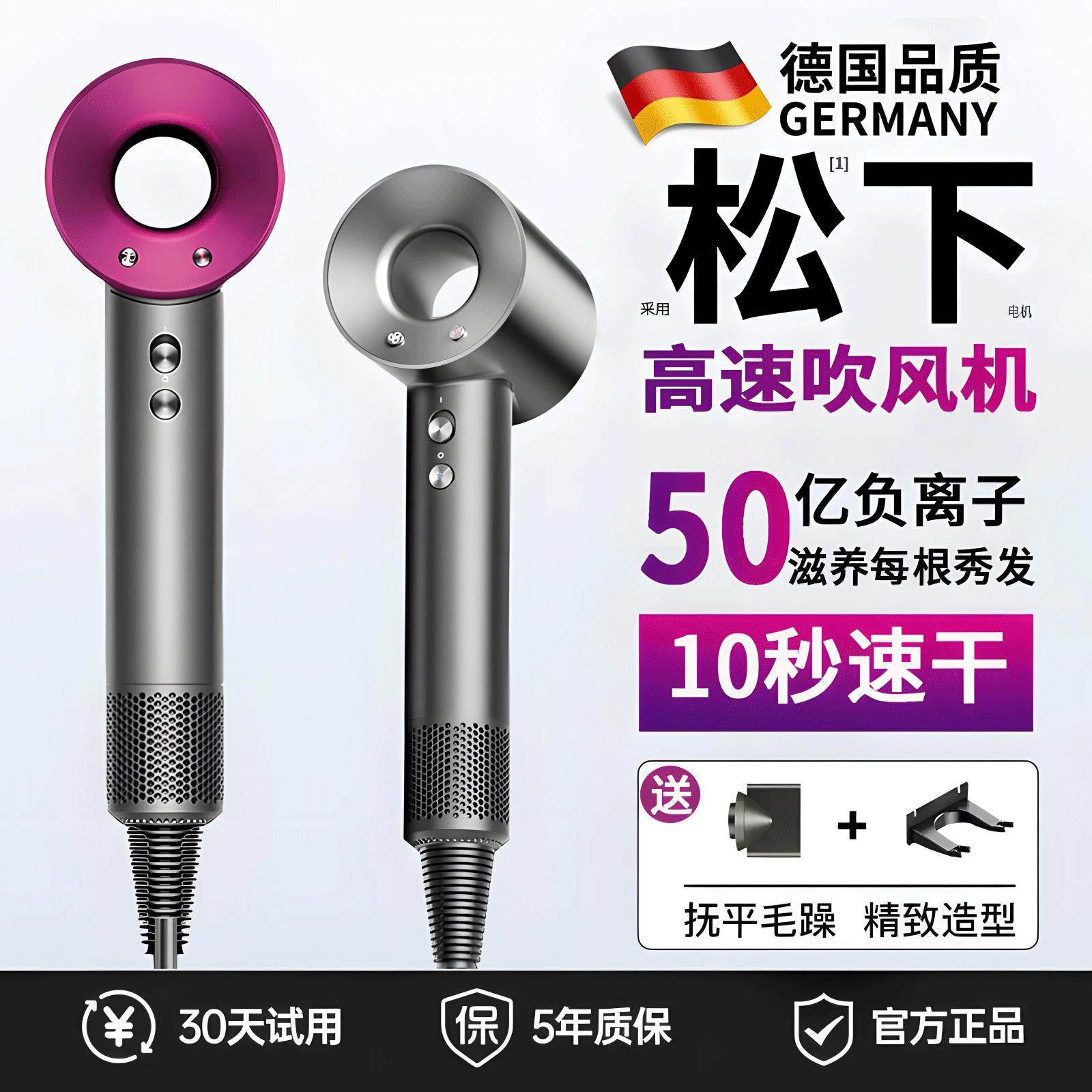 德国芯负离子护发超高速电吹风机家用速干多档位恒温不伤发吹风筒