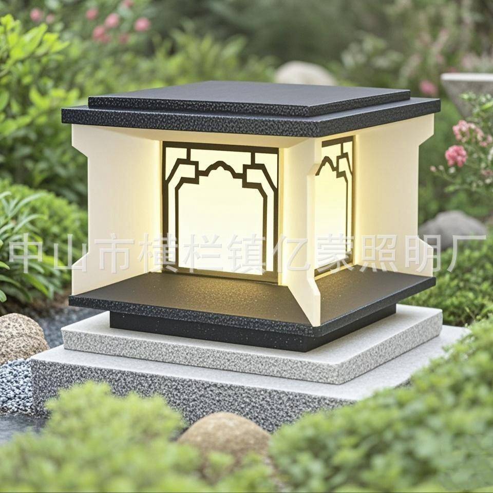 新款工厂直销现代太阳能柱头灯庭院室外别墅阳台花园露台大门柱头