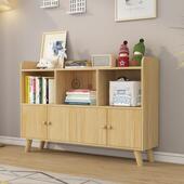 实木落地书架简约收纳柜学生带门收纳柜家用置物架松木组合格子柜