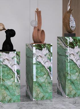岩板立柱子大理石摆件底座展示摆台大型雕塑增高花架子客厅落地式