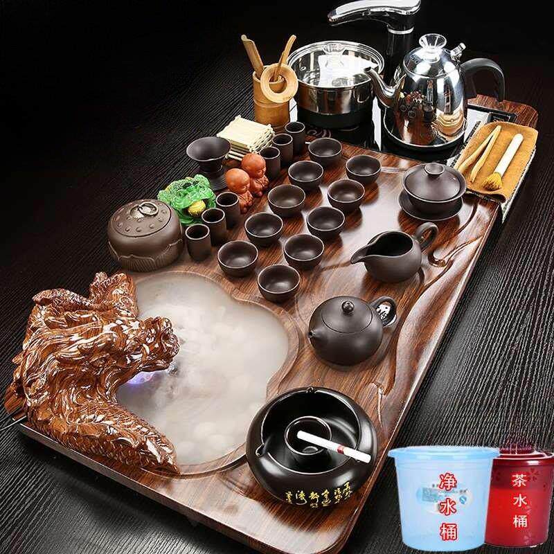 茶具套装家用客厅整套全自动上水一体功夫泡茶台烧水壶茶盘简约