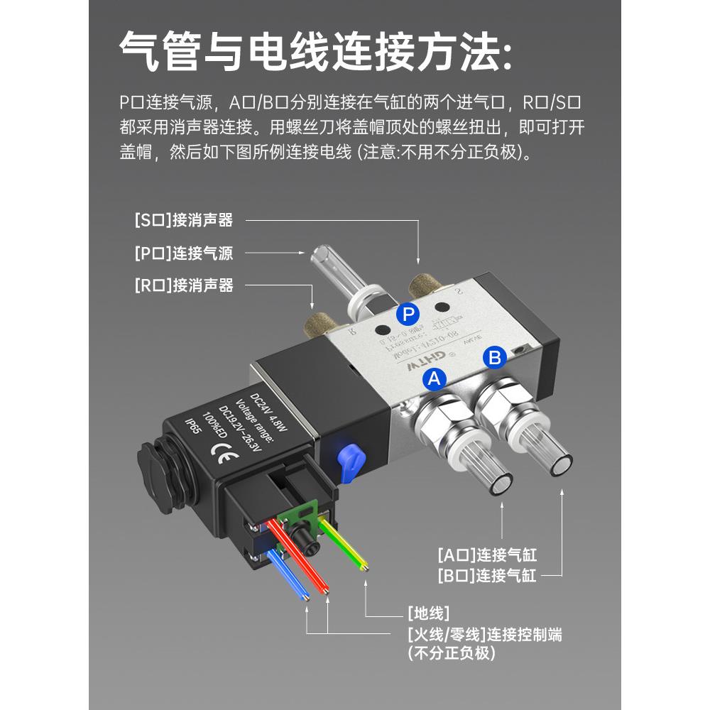 电磁磁气阀组4V210-08动制阀电阀汇流阀板一体式控220V 24V气控阀