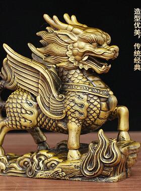 黄铜无麒麟件一公YX-五行母招财对底五行麒麟家居客厅镇宅办公室