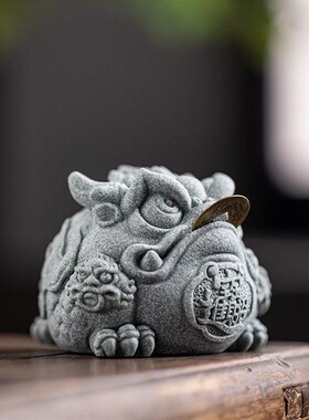 招财金蟾精品高档养招财三足蟾蜍石头茶具茶盘茶道茶宠变色