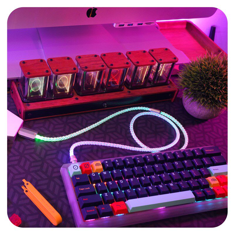 GeeCle手工DIY客制化机械键盘G发光单晶铜数据线接口