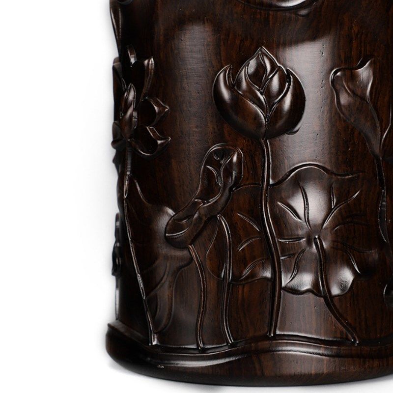 礼品红木笔筒工艺品木雕刻实木紫檀红酸枝黑檀木质荷笔筒,文具电教/文化用品/商务用品,笔筒,淘宝优惠券,粉丝福利购,淘宝优惠卷