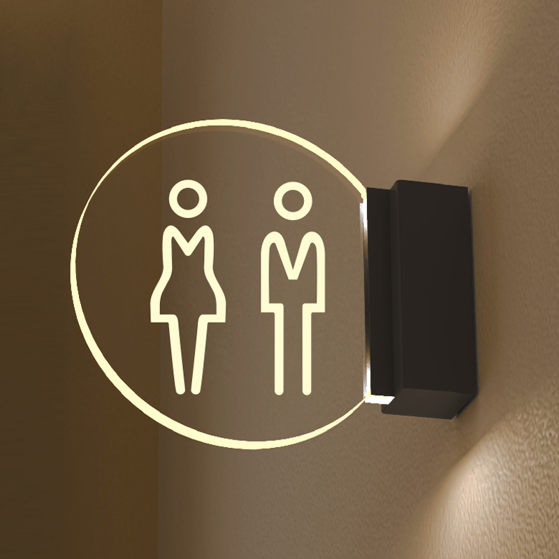 高档卫生间发光门牌定制洗手间LED指示牌带灯厕所标志牌男女标识