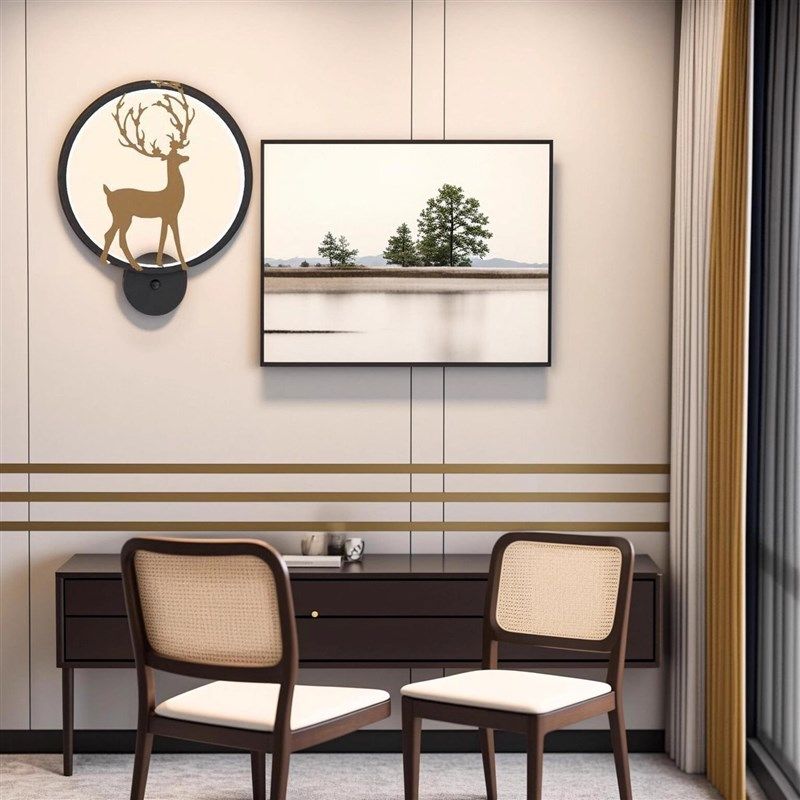 现代时尚创意福鹿黑白圆形壁灯床头客厅卧室过道走廊楼梯灯具,家装灯饰光源,壁灯,淘宝优惠券,粉丝福利购,淘宝优惠卷