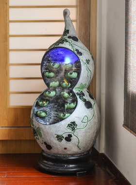 招财葫芦落地孔雀流水喷泉摆件业循公P室门店厅环水开客乔