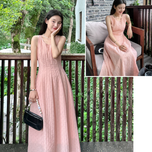 A17204 初夏首发 DIGM 约百搭纯色天丝肌理感收腰显瘦背心连衣裙