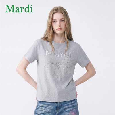 MARDI雏菊刺绣纯棉短袖T恤女