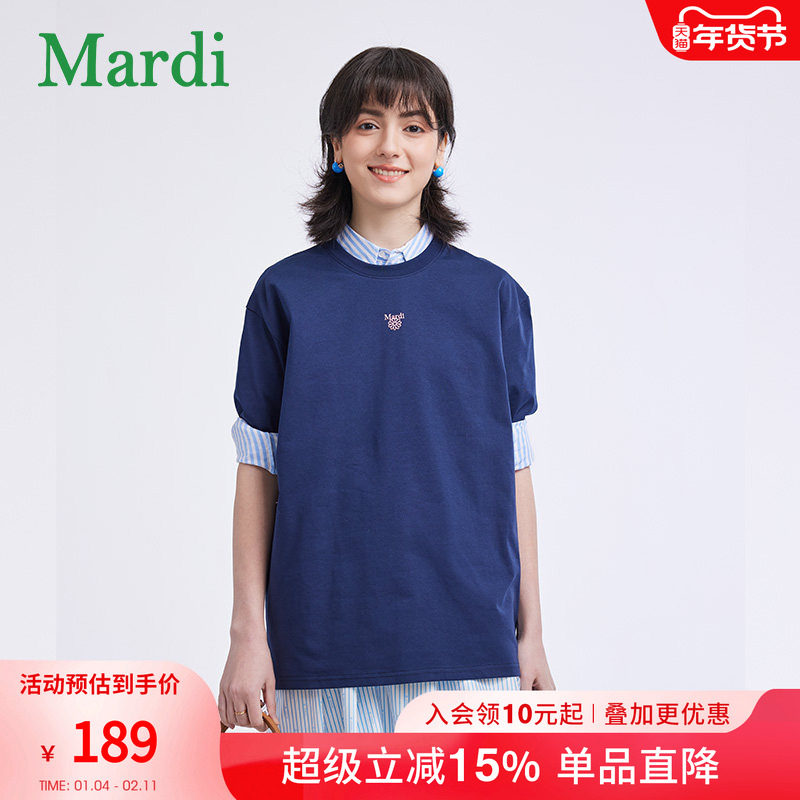 MARDI官方正品经典小雏菊时尚短袖T恤宽松圆领时尚上衣女夏季新