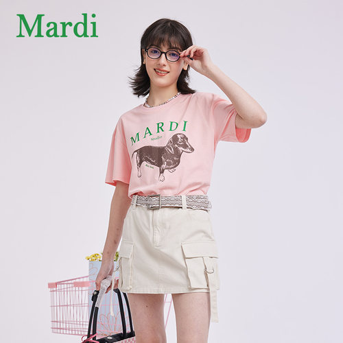 MARDI官方正品腊肠狗字母印花T恤