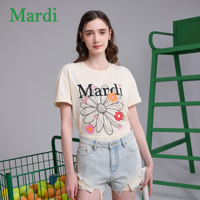 MARDI官方正品小雏菊多花字母短袖T恤宽松休闲2026夏季新款上衣女