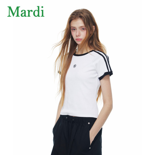 MARDI夏季美式撞色条纹T恤女