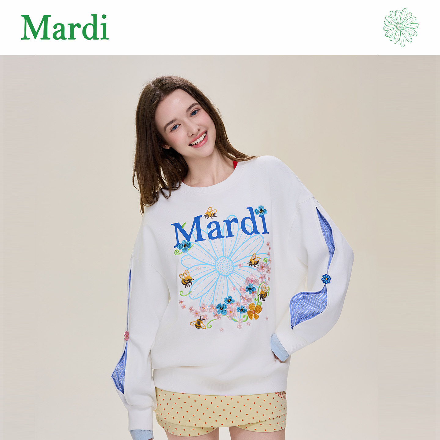 MARDI秋季雏菊韩系宽松女卫衣