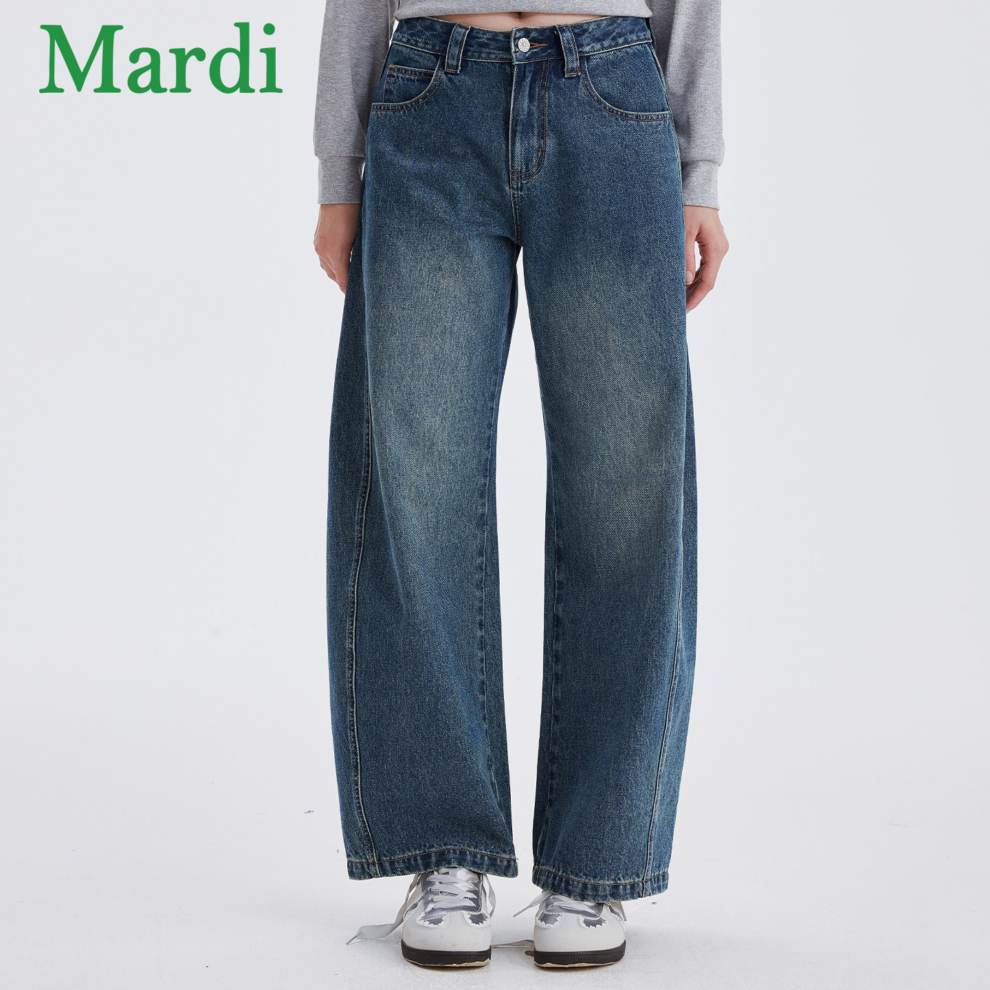 MARDI女生阔腿牛仔裤复古水洗2026春季新款休闲百搭显瘦垂感长裤