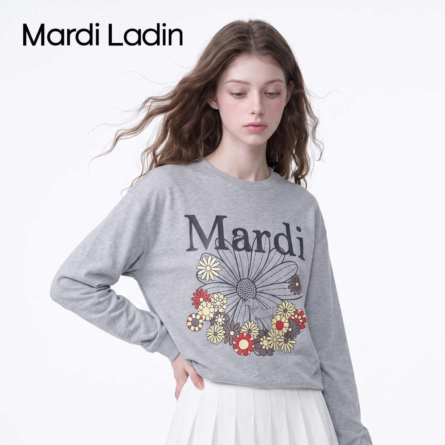 MARDI秋季韩系小雏菊宽松卫衣女