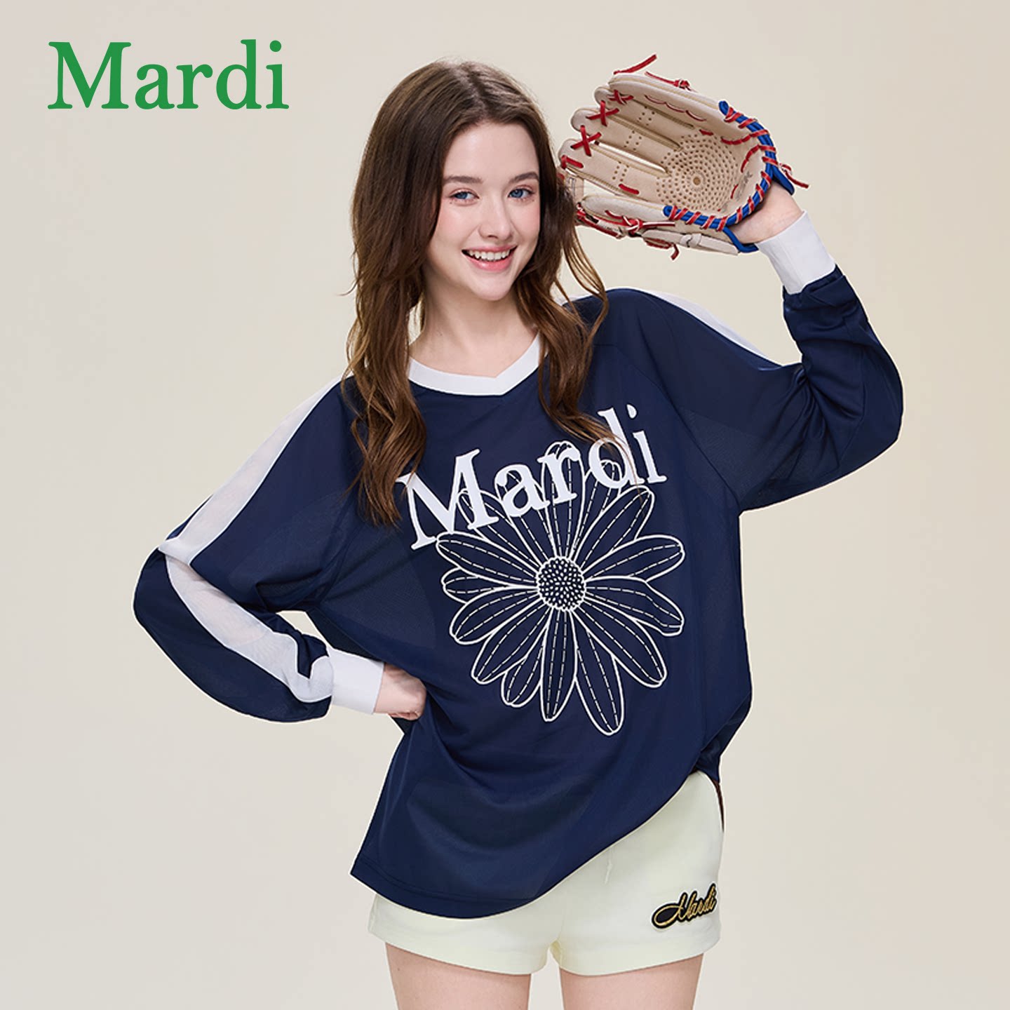 Mardi小雏菊猫咪防晒长袖T恤女图片