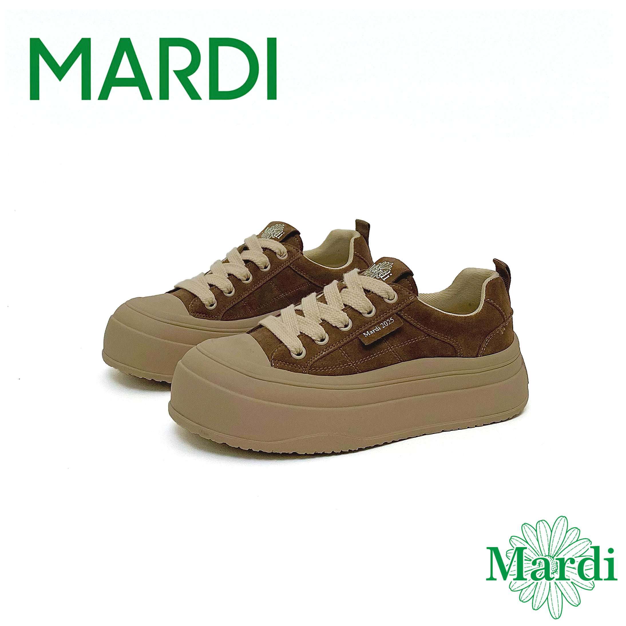 MARDI厚底韩系板鞋秋季真皮复古百搭轻便软底舒适圆头运动休闲鞋,女鞋,休闲板鞋,淘宝优惠券,粉丝福利购,淘宝优惠卷