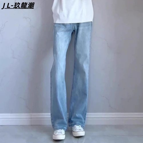 经典蓝色vujade牛仔裤男春秋美式cleanfit裤子修身弹力直筒长裤男