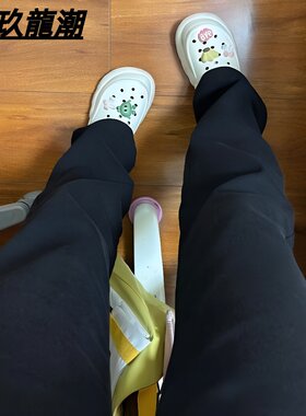 美式窄版直筒黑色牛仔裤男女情侣春秋高街中腰弹力修身显瘦长裤男
