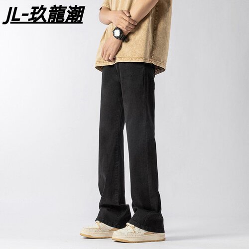 春秋cleanfit黑色直筒牛仔裤男美式高街vibe裤子潮流修身显瘦长裤
