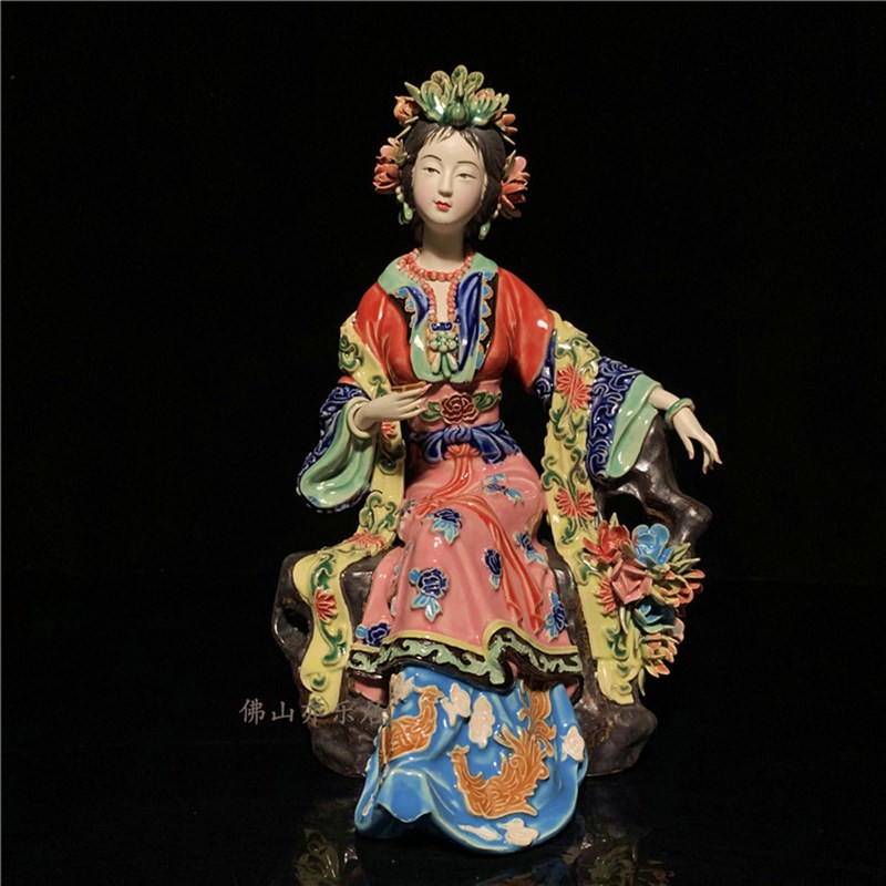 石湾公仔陶瓷四大美人仕女摆件林伟东大师特色客厅玄关电视柜装饰