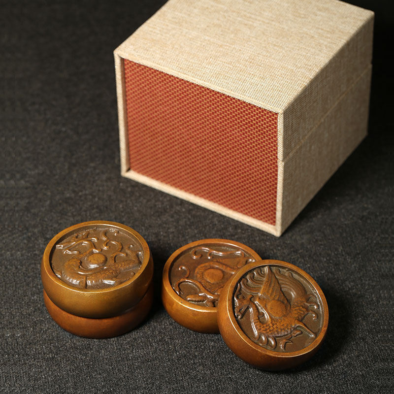 青铜器四神兽文镇纸镇尺 压纸青龙白虎朱雀玄武文房摆件笔搁笔置