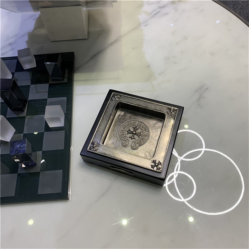 ANICE克罗心烟灰缸创意个z性潮流轻奢黑色实木纯铜镀银金属摆件