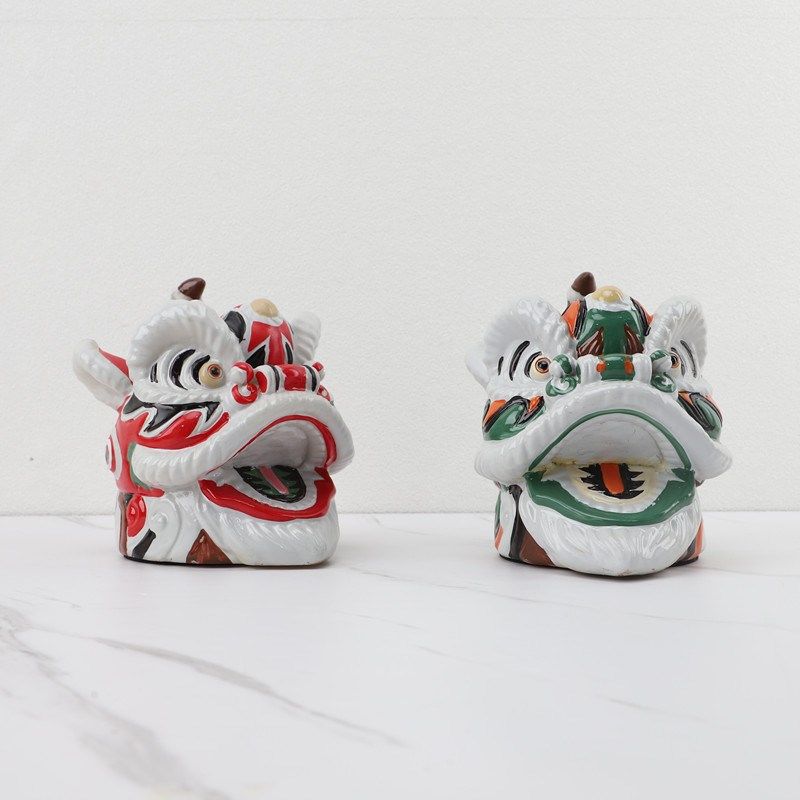 新国风树脂醒狮舞狮子头家居玄关客厅样板间桌面创意工艺,家居饰品,装饰摆件,淘宝优惠券,粉丝福利购,淘宝优惠卷
