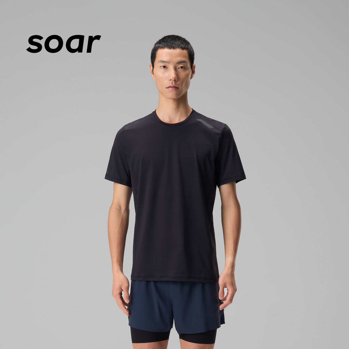 SOAR 男子圆领透气休闲运动短袖T恤舒适抗菌百搭短袖套头打底衫