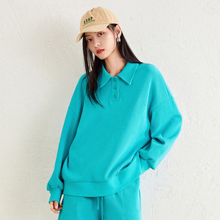 品牌撒柜清仓太系列女装 POLO领刺绣卫衣Z428 纯棉透气弹力套头衫