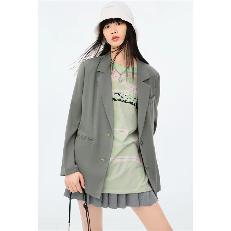 休闲单子外套女垂感廓形西装外套