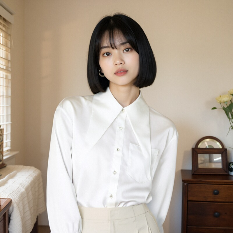 设计感长袖白色休闲衬衣 鸟撤柜女装 一线品牌 正品剪牌青仓L110