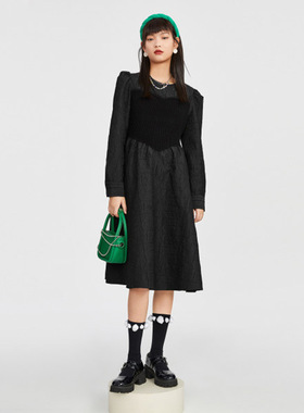 太系列撒柜清仓女装春夏中长款亲肤透气裙子拼接提花连衣裙Z454