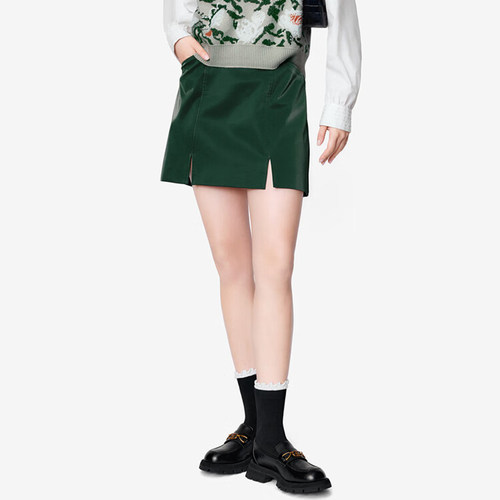 L658PU百搭短裙 鸟撤柜女装 剪牌青仓
