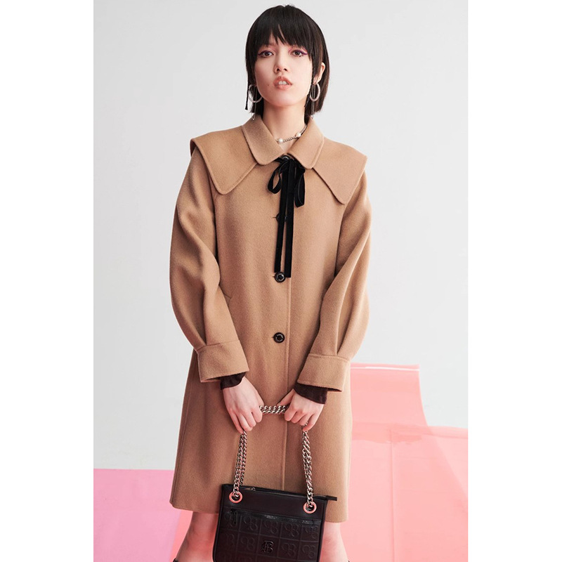 羊毛大衣呢子外套可脱卸双领大衣