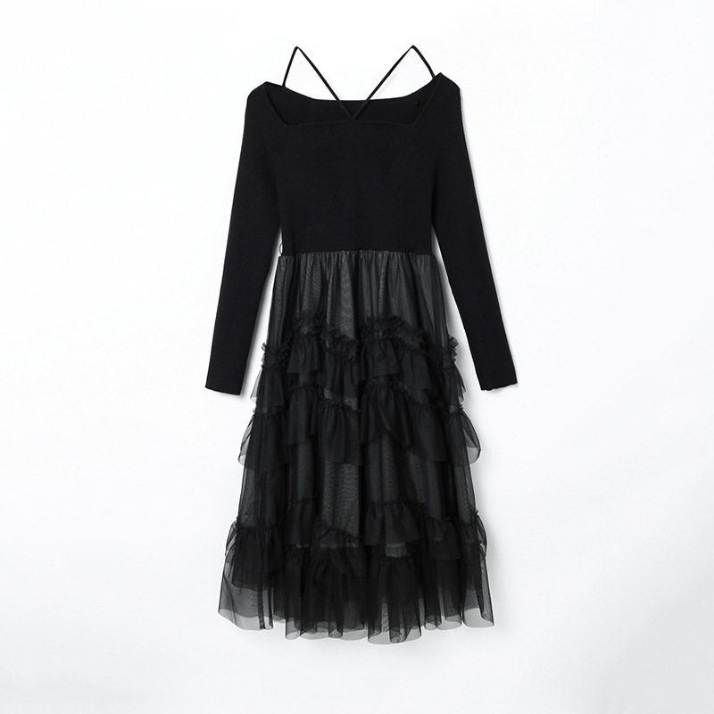 一线品牌撒柜清仓捡漏黑色透气长袖连衣裙气质网纱拼接连衣裙Z664,女装/女士精品,连衣裙,淘宝优惠券,粉丝福利购,淘宝优惠卷