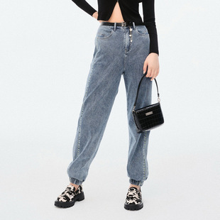 子休闲直筒束脚牛仔长裤 牛仔裤 L478 春秋复古女式 品牌撒柜清仓