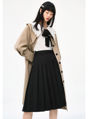 太系列撒柜清仓捡漏款女装黑色新款长裙气质不规则百褶裙L608