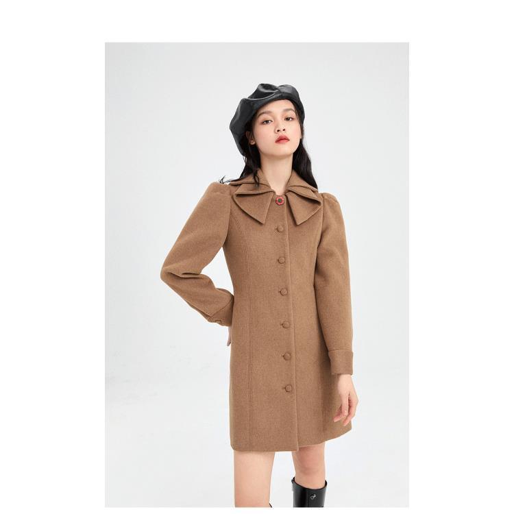 绵羊毛保暖中款大衣合作款连衣裙