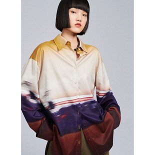 高级感轻奢减龄洋气主题纹样衬衫 剪牌清仓L460 鸟撤柜女装