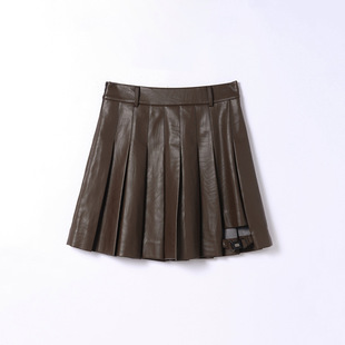 一线品牌 鸟撤柜女装 剪牌青仓 PU百褶半裙 L279