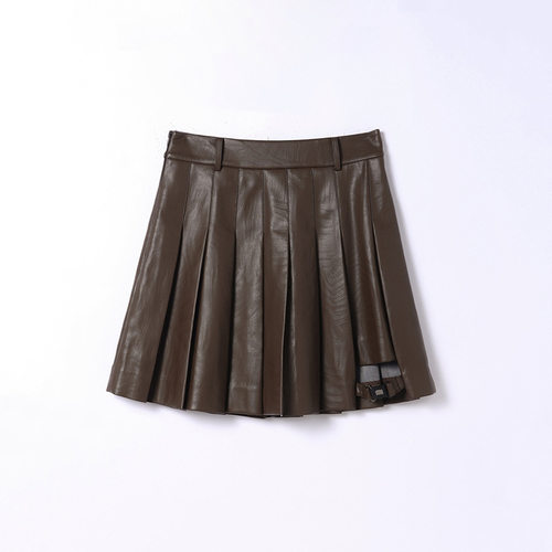 L279 PU百褶半裙 鸟撤柜女装 一线品牌 剪牌青仓