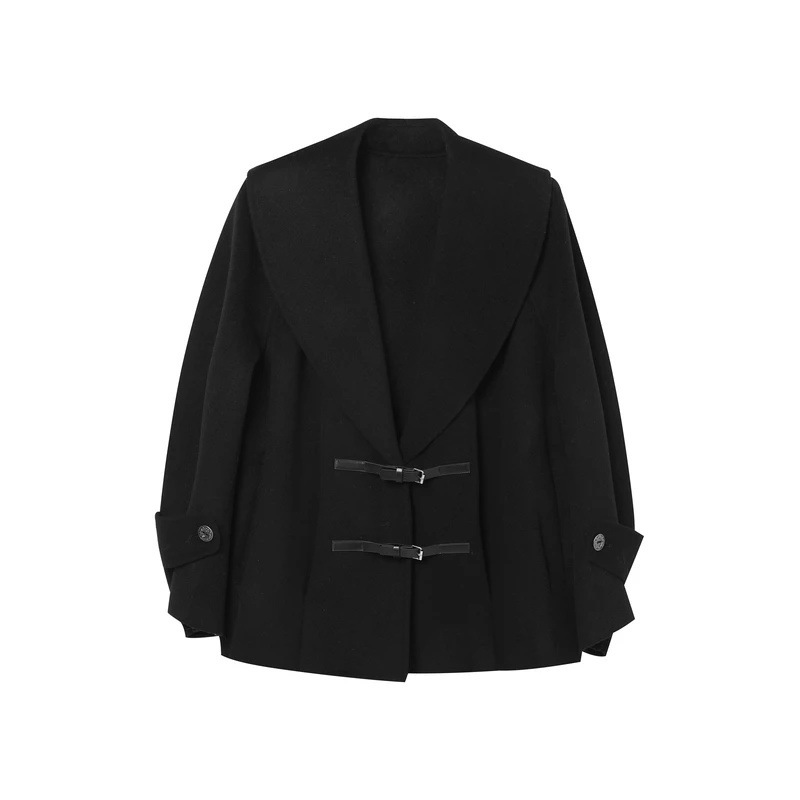 羊毛大衣女廓形感双面呢大衣剪牌