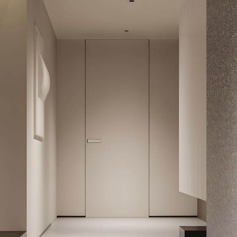 极简隐形门无框通顶门窄边铝木门极窄室内门微水泥套装门暗门静音