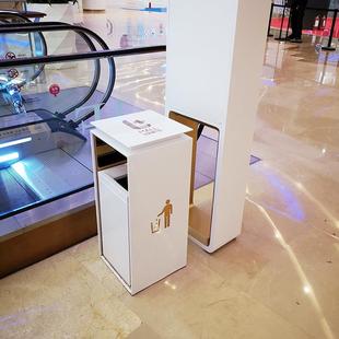 导轨分类镂空双层玫瑰金垃圾桶陆家嘴中心白色果皮箱商用垃圾桶